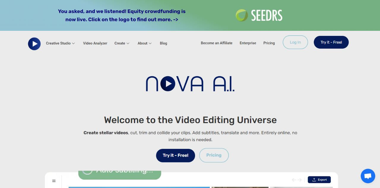 Nova ai ai video editor